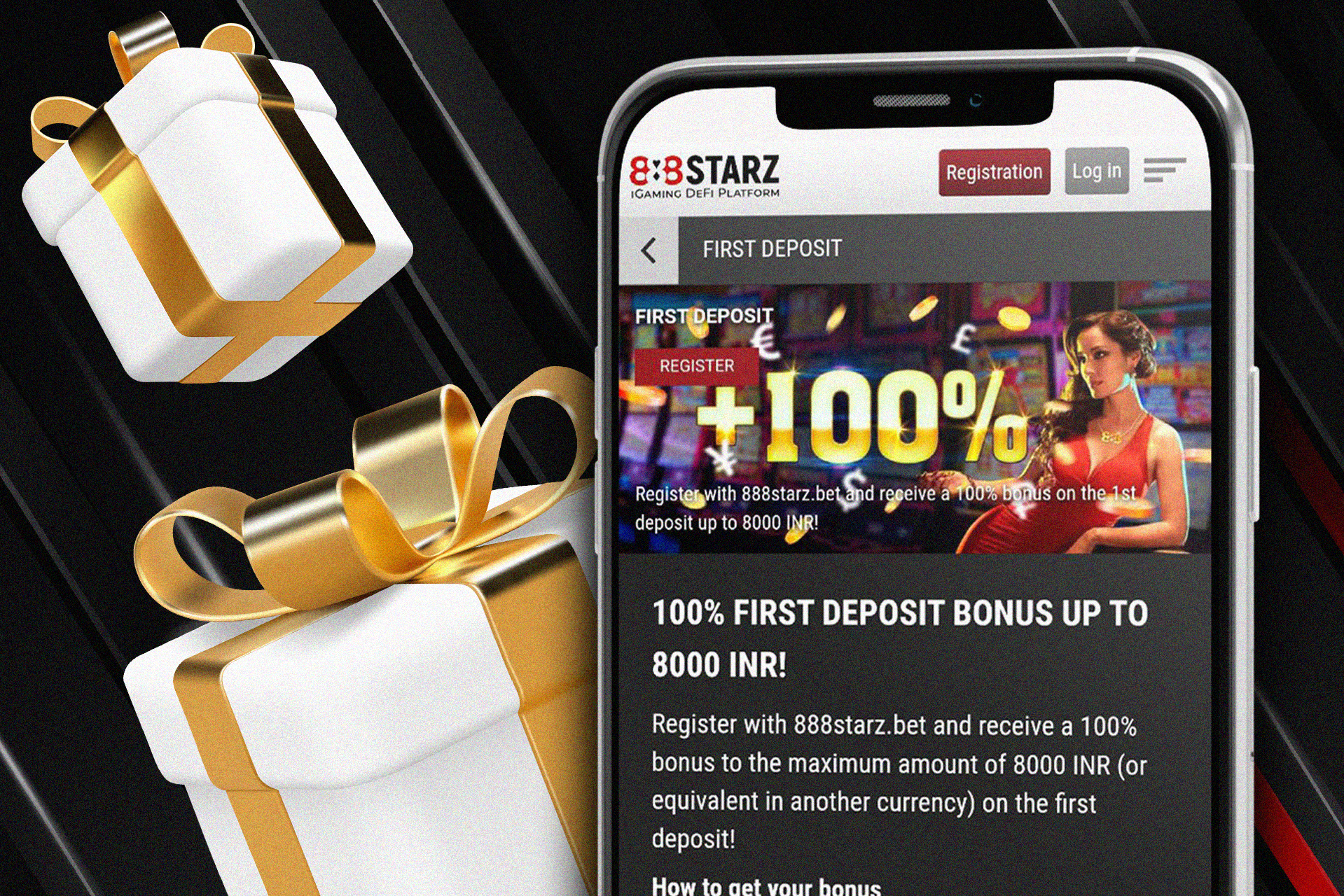 Register via the mobile app and get a welcome bonus.