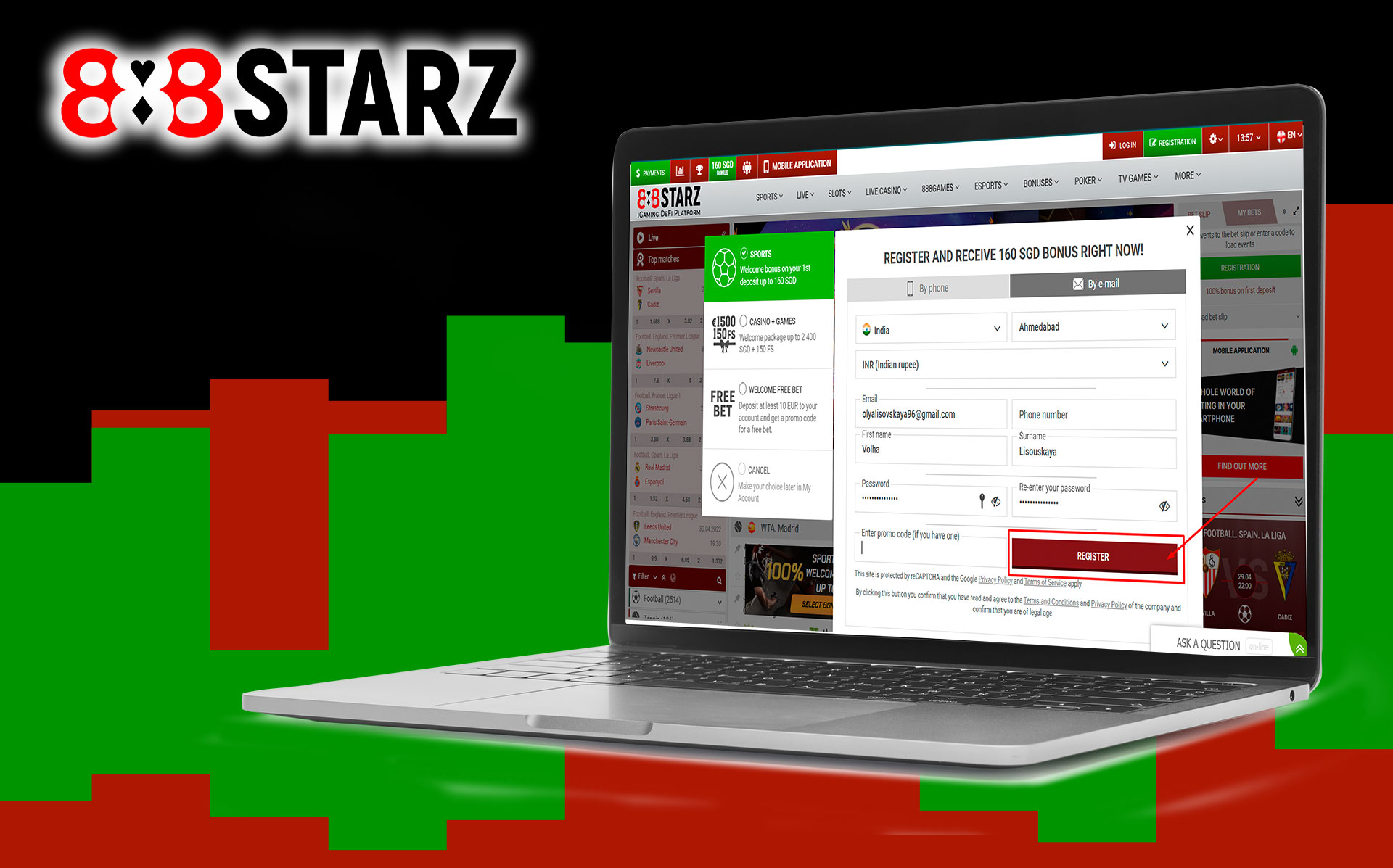 Enter personal details and finish the registration.